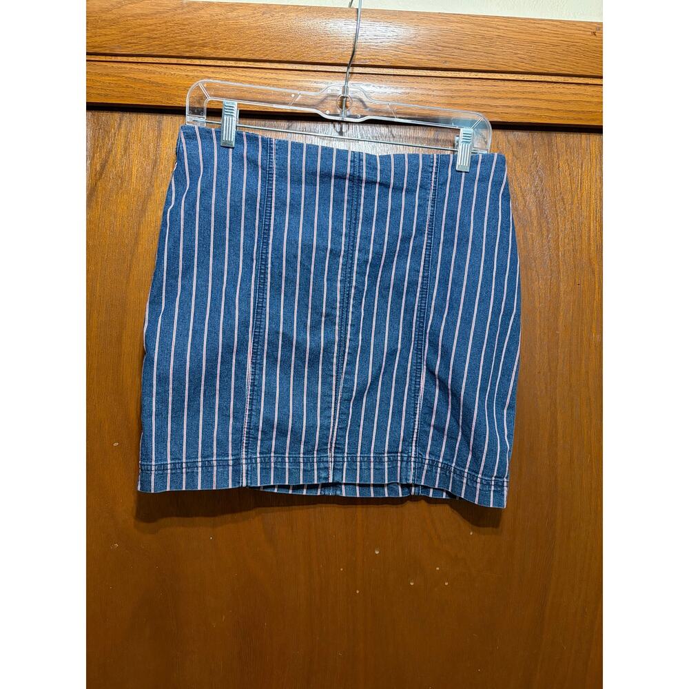 Altar’d State Striped Denim Mini Skirt Size Medium Preppy Americana